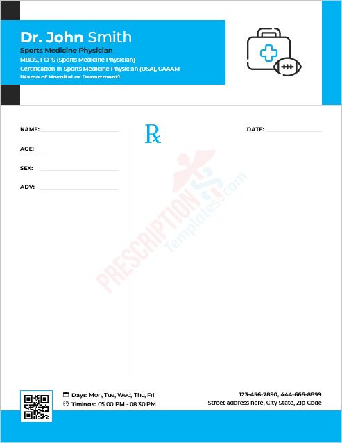 Download Sports Medicine Physician Prescription Template