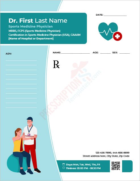 Download Sports Medicine Physician Prescription Template