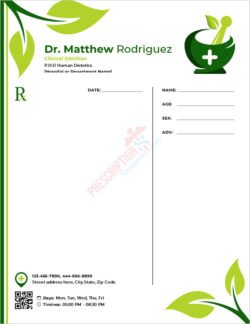 Clinical Dietitian Prescription Template