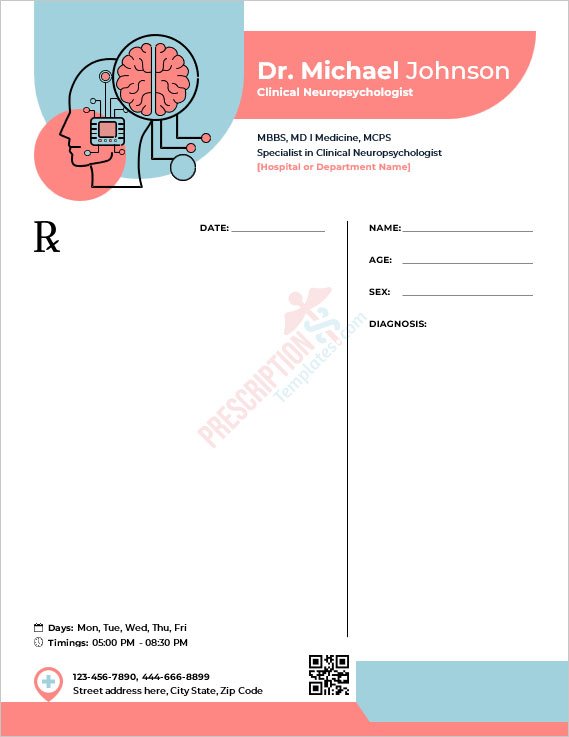 Clinical Neuropsychologist Prescription Template