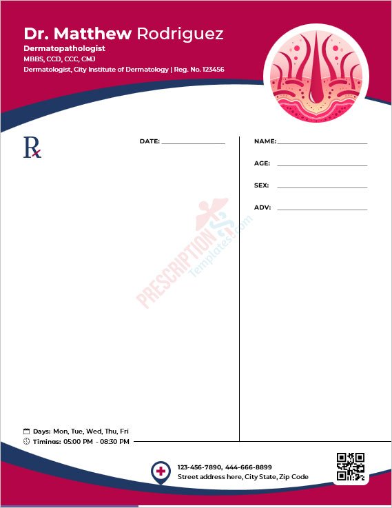 Dermatopathologist Prescription Template