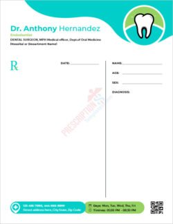 Endodontist Prescription Template