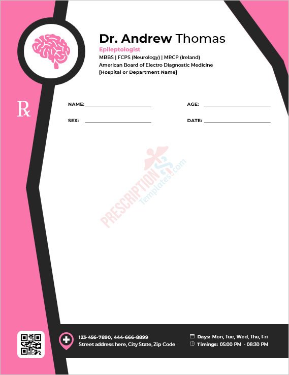 Epileptologist Prescription Template