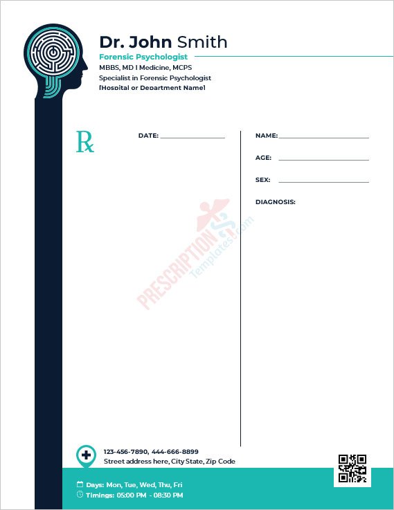 Forensic Psychologist Prescription Template