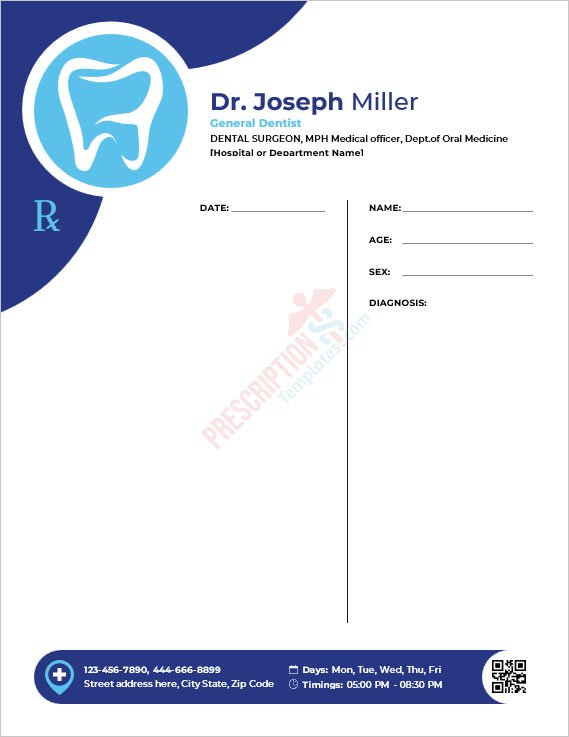 General Dentist Prescription Template