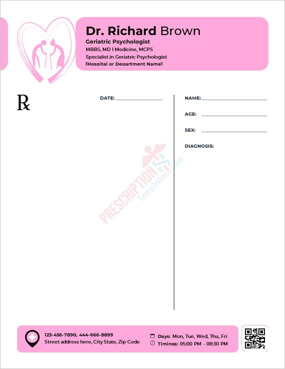 Geriatric Psychologist Prescription Template