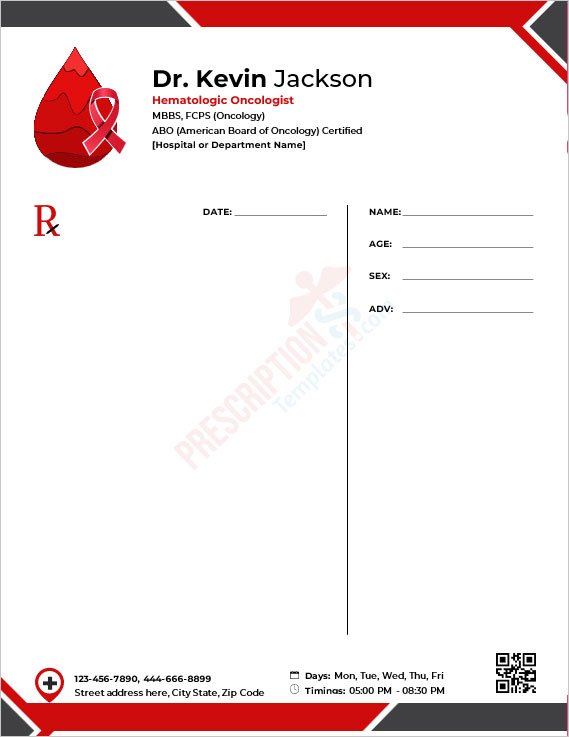 Hematologic Oncologist Prescription Template