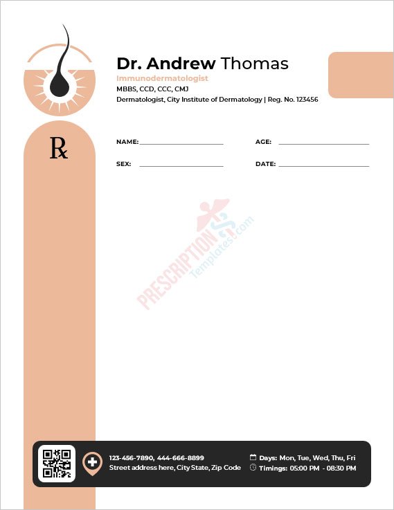 Immunodermatologist Prescription Template
