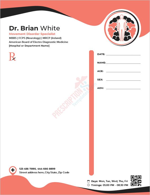 Movement Disorder Specialist Prescription Template