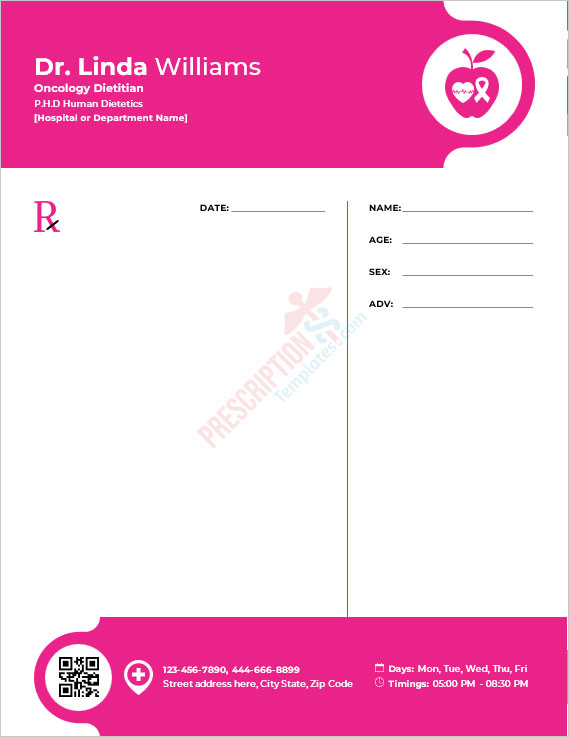 Oncology Dietitian Prescription Template
