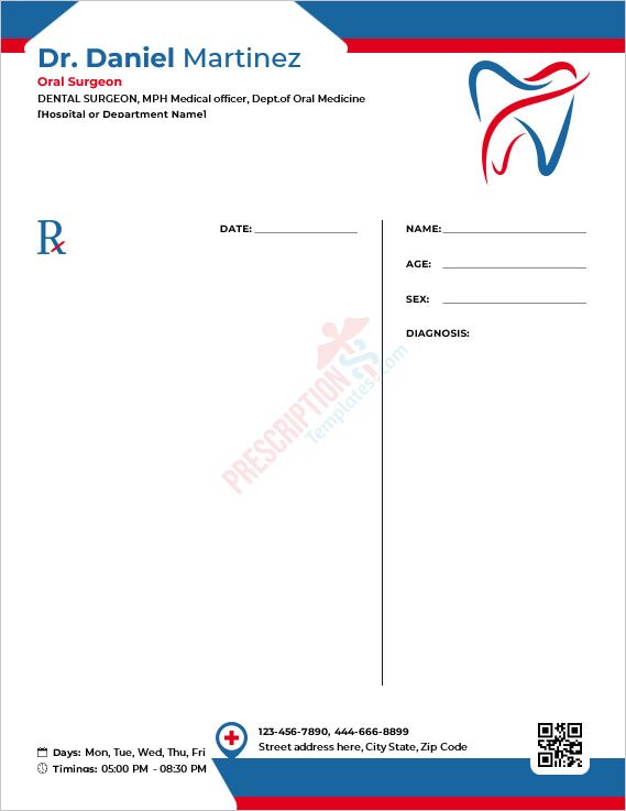 Oral Surgeon Prescription Template