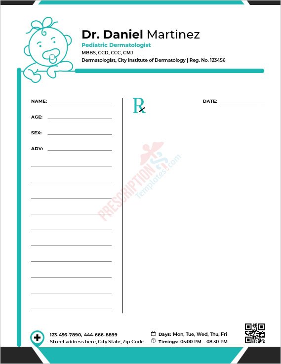 Pediatric Dermatologist Prescription Template