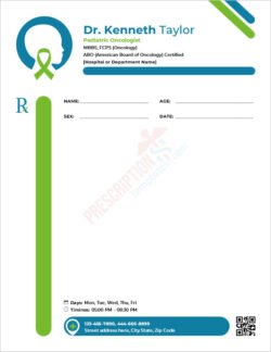 Pediatric Oncologist Prescription Template
