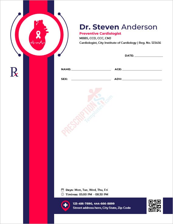 Preventive Cardiologist Prescription Template