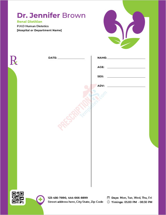 Renal Dietitian Prescription Template