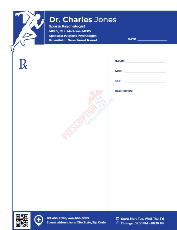 Sports Psychologist Prescription Template