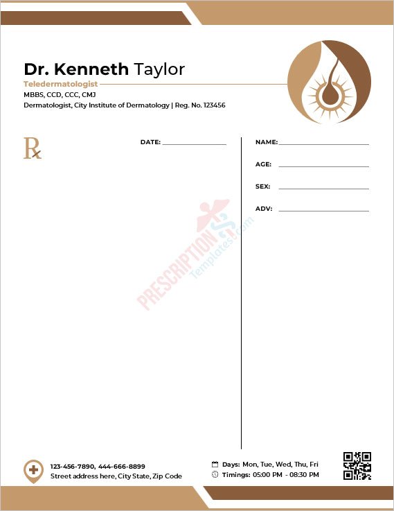 Teledermatologist Prescription Template