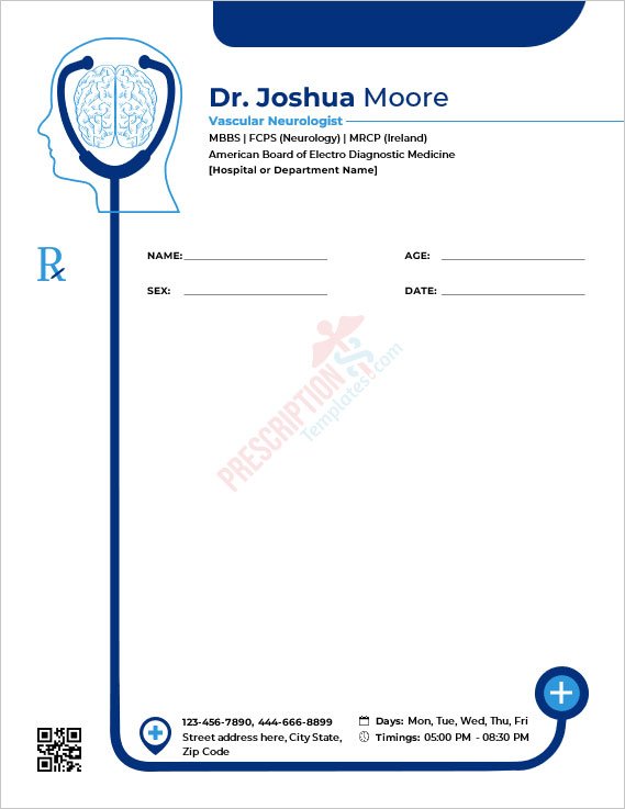 Vascular Neurologist Prescription Template