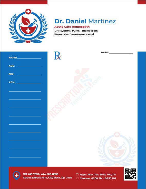 Acute Care Homeopath Prescription Template