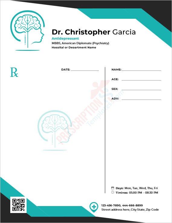 Antidepressant Prescription Template