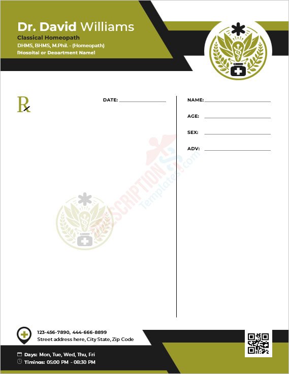 Classical Homeopath Prescription Template