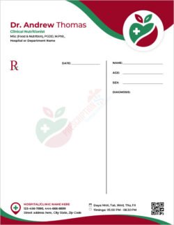 Clinical Nutritionist Prescription Template