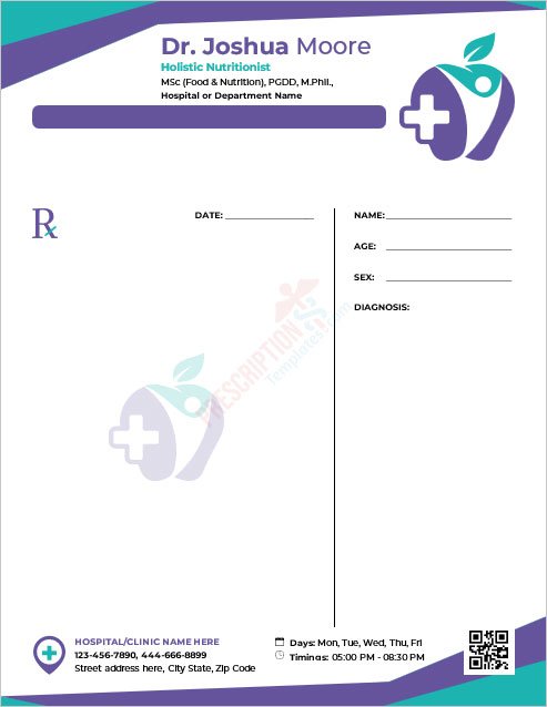 Holistic Nutritionist Prescription Template