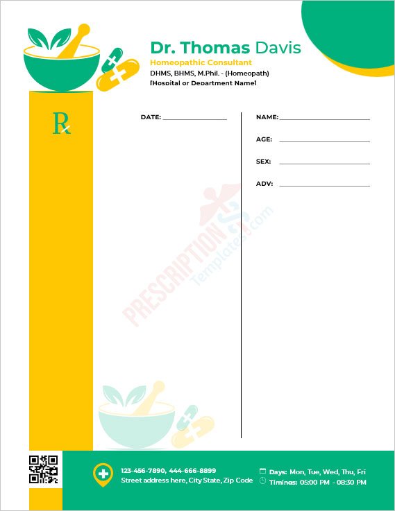 Homeopathic Consultant Prescription Template