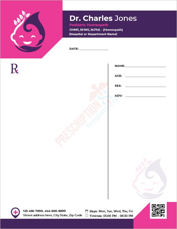 Pediatric Homeopath Prescription Template