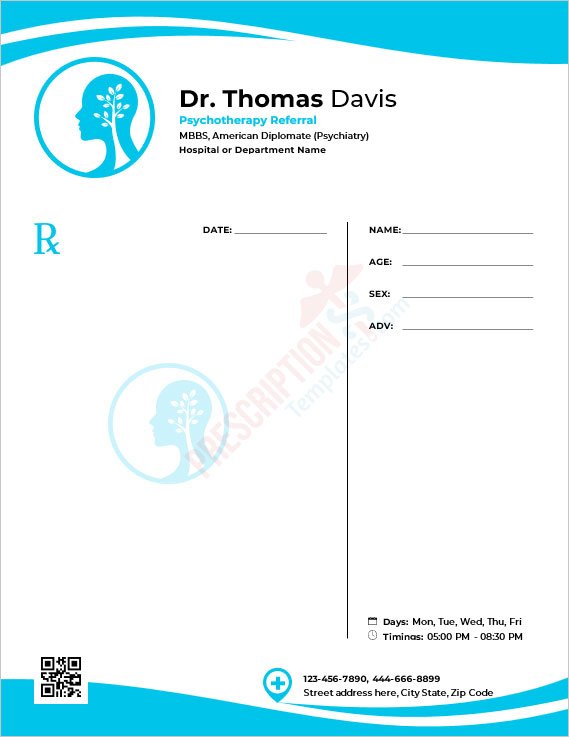 Psychotherapy Referral Prescription Template