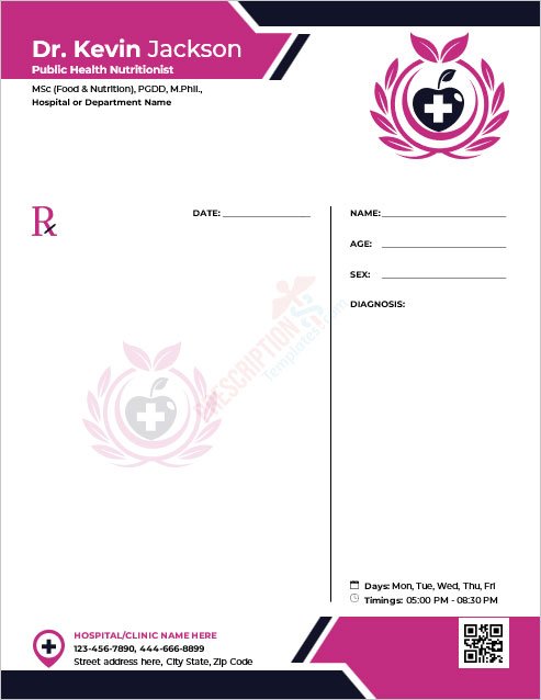 Public Health Nutritionist Prescription Template