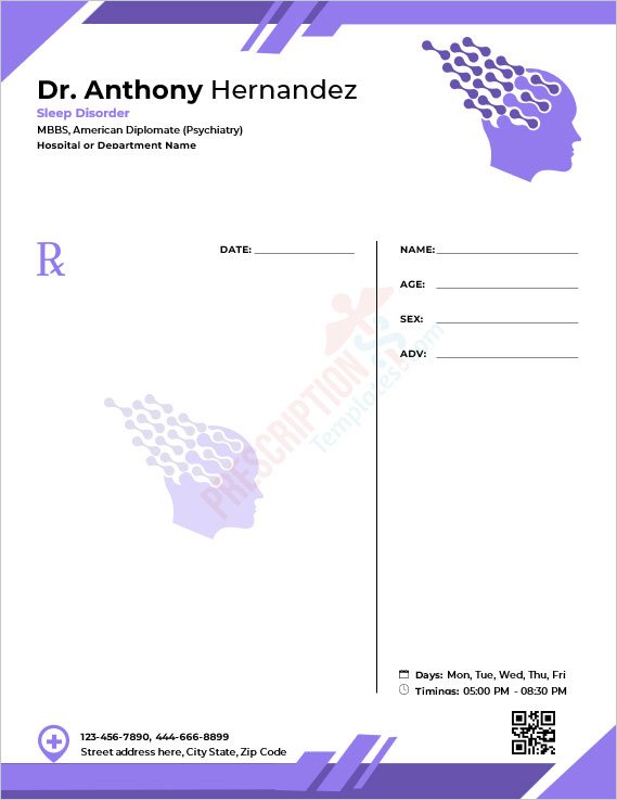 Sleep Disorder Prescription Template