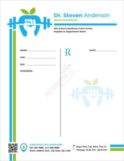 Sports Nutritionist Prescription Template