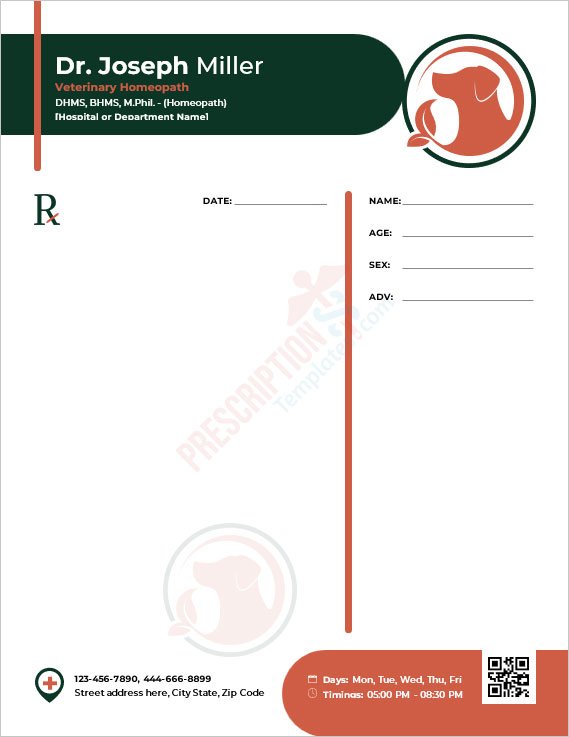 Veterinary Homeopath Prescription Template