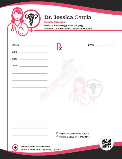 Female Urologist Prescription Template