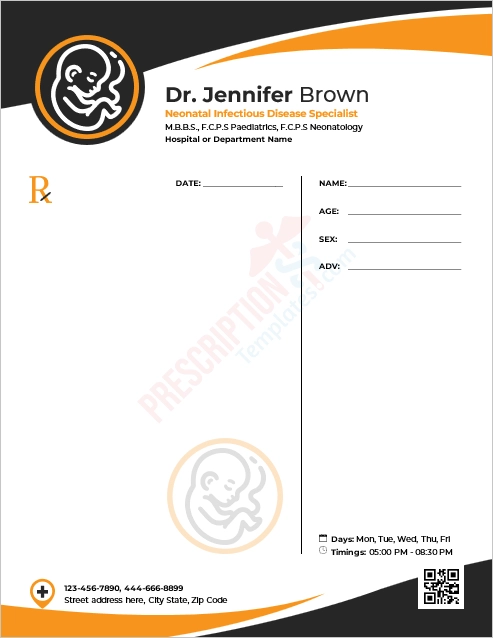 Neonatal Infectious Disease Specialist Prescription Template