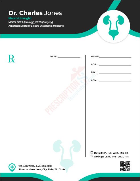 Neuro-Urologist Prescription Template