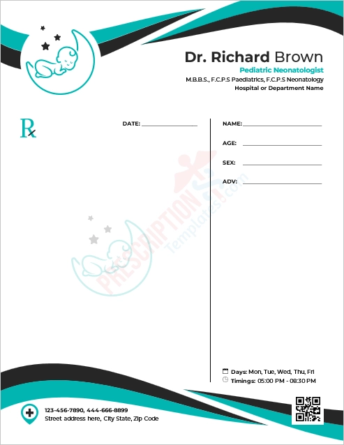 Pediatric Neonatologist Prescription Template
