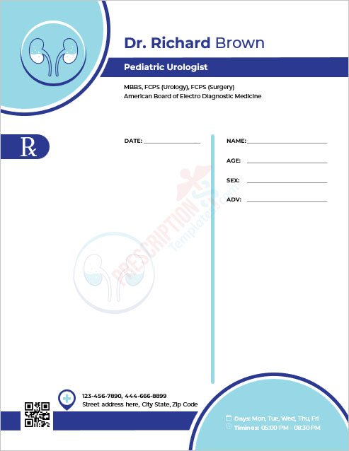 Pediatric Urologist Prescription Template