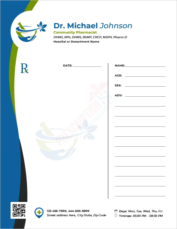 Community Pharmacist Prescription Template