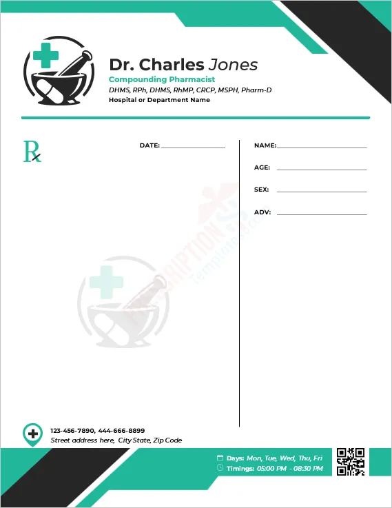Compounding Pharmacist Prescription Template