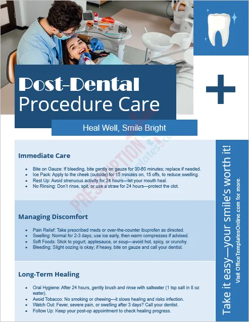 Post-Dental Procedure Care Handout