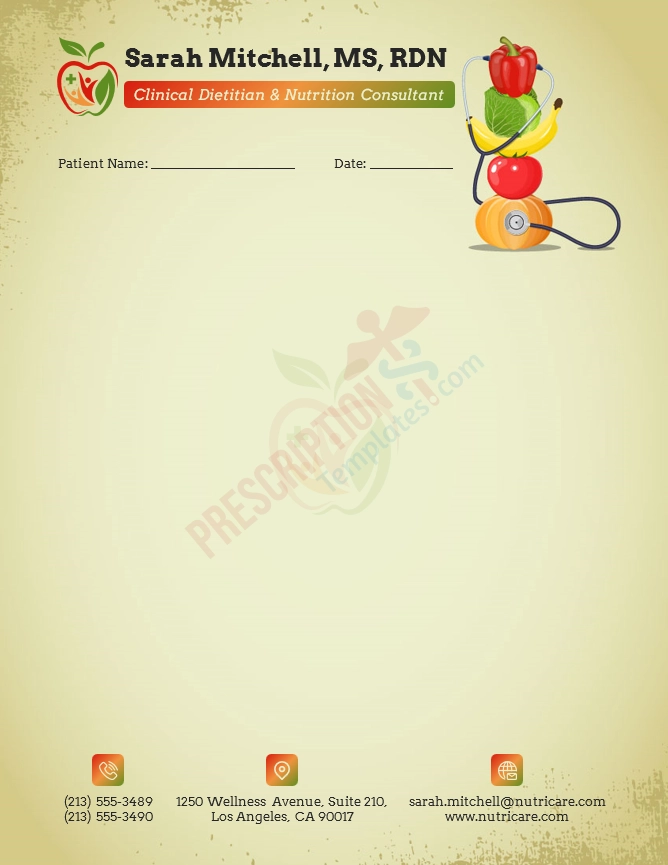 Dietitian Letterhead Template (Word DOCX)