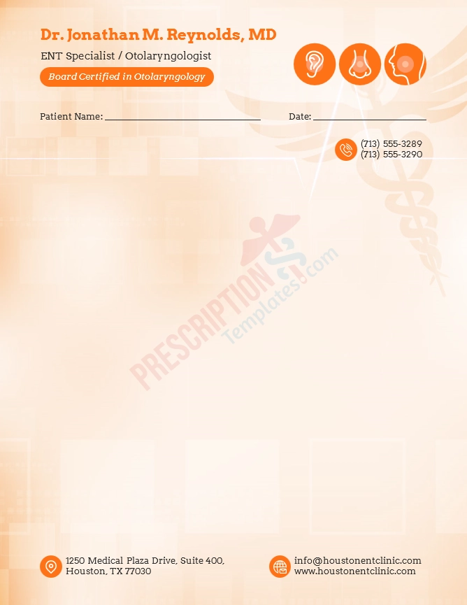 ENT Specialist (Otolaryngologist) Letterhead Template (Word DOCX)