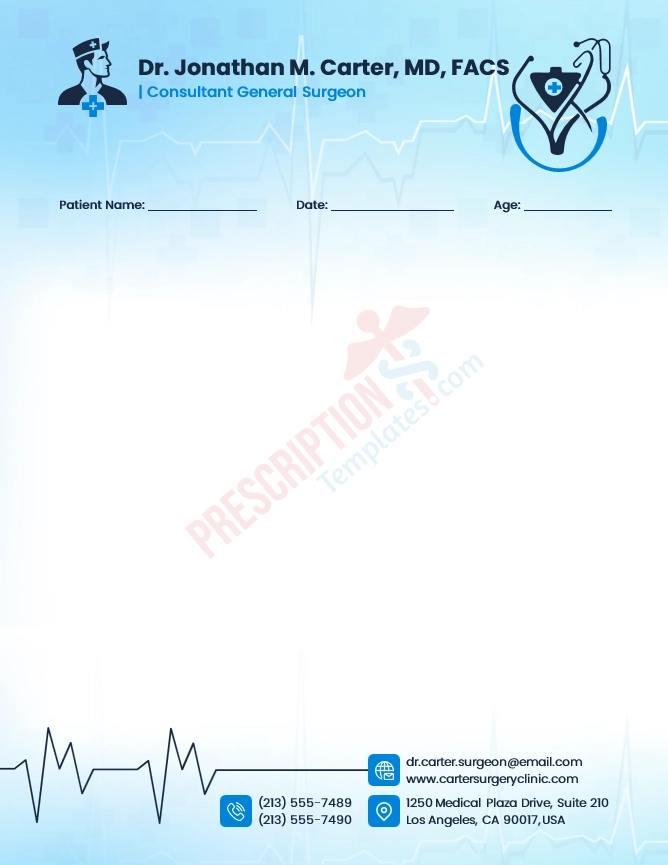 General Surgeon Letterhead Template (Word DOCX)