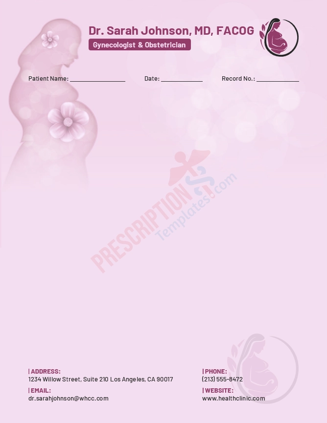 Gynecologist / Obstetrician Letterhead Template (Word DOCX)