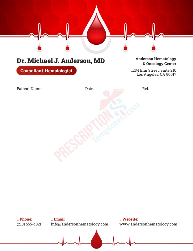 Hematologist Letterhead Template (Word DOCX)