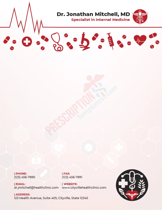 Internal Medicine Doctor Letterhead Template (Word DOCX)