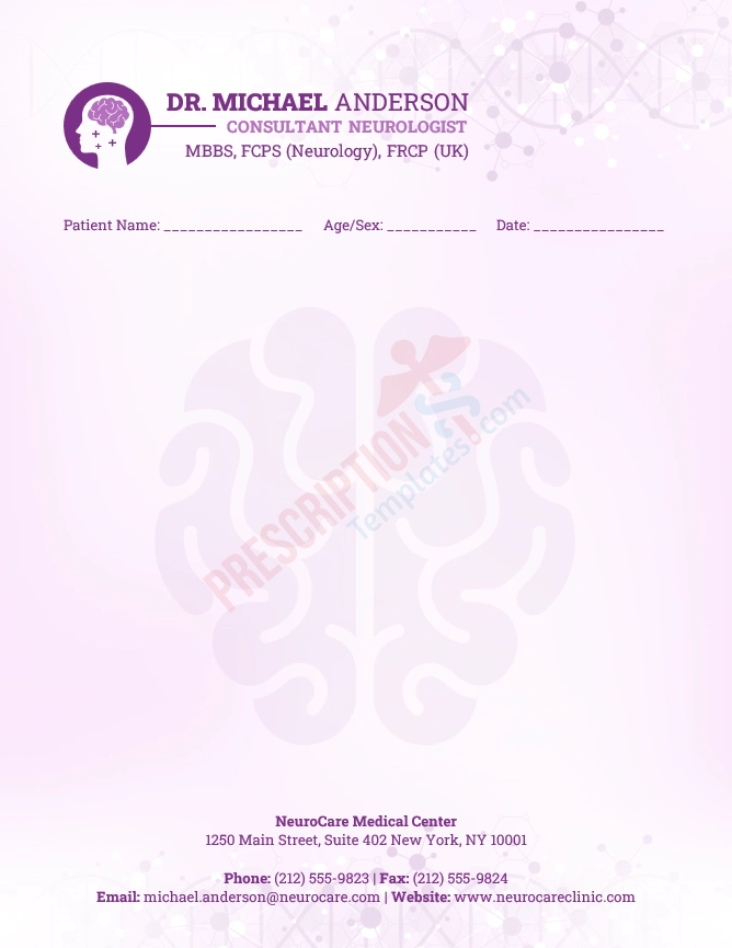 Neurologist Letterhead Template (Word DOCX)
