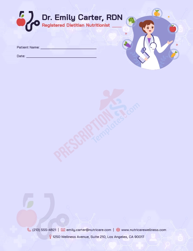Nutritionist Letterhead Template (Word DOCX)